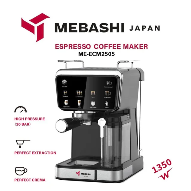 اسپرسو ساز خانگی 1.5 لیتری مباشی مدل ME-ECM2505، نیمه اتوماتیک با مصرف پودر قهوه، مناسب ته 101516124